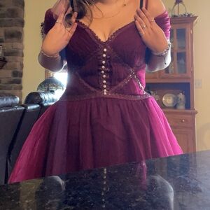 Wine Red Homecoming Dress, 18 (Corset Back)